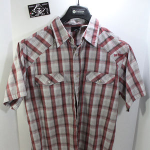 Rare NO FEAR Shirt Plaid Button-Down Short Sleeve
